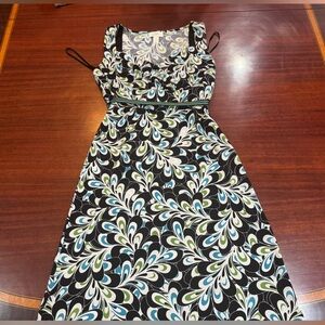 LOFT Black and White Patterned Dress Womens Style